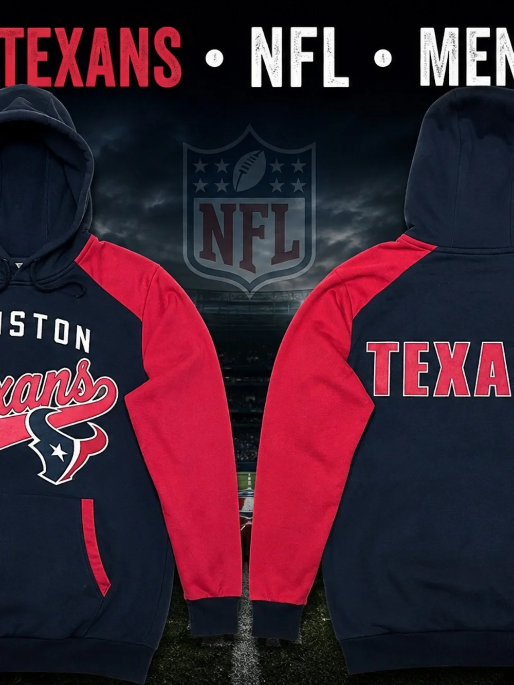 Houston Texans Men's Navy & Red Pullover Hoodie